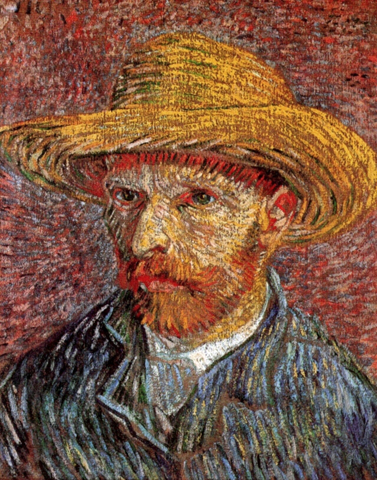 Картина Ван Гога Автопортрет с соломенной шляпе 1887-1888